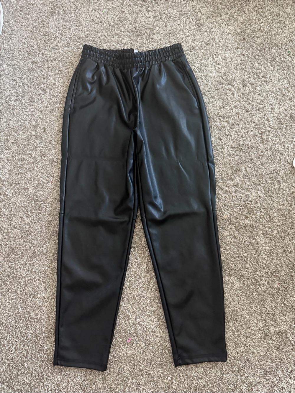 Fabletics Black Faux Leather Joggers